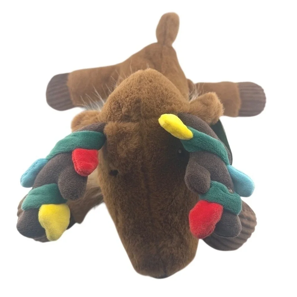 Gund Ridlay Exclusive Christmas Reindeer Plush Brown Moose Red Green Ribbons Toy